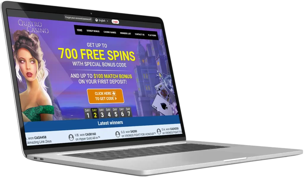 Quatro Casino Bonus Codes on the Main Page