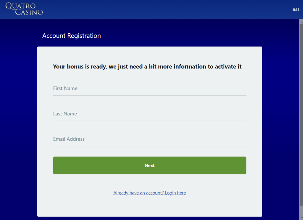 Quatro Casino Registration